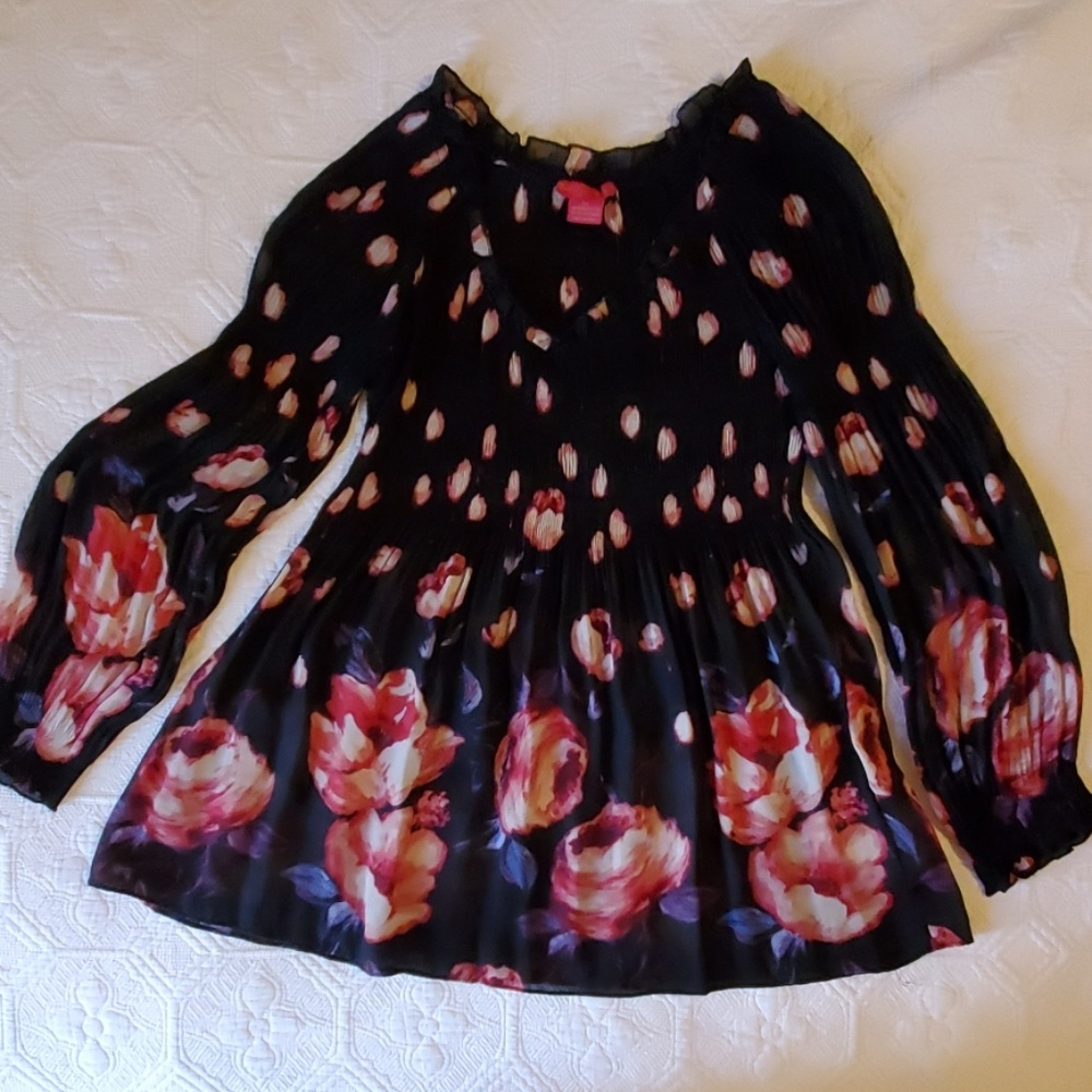 Sheer, Black, Flowy Blouse